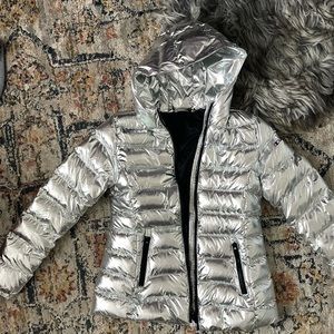 Champion tech filled silver puff jacket puffer snow coat